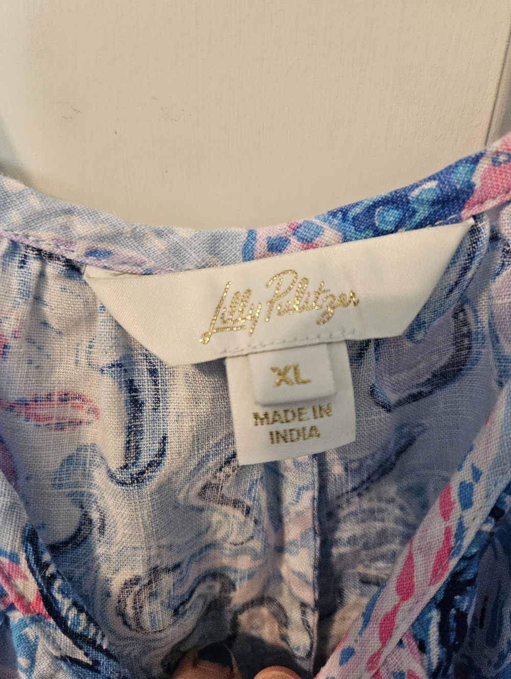 Lilly Pulitzer Amerie Linen Blue Pink Maxi - Picture 4 of 5